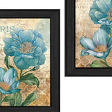 Set Of Two Paris Floral Postcard Black Framed Print Wall Art - Homeroots - Flyclothing LLC