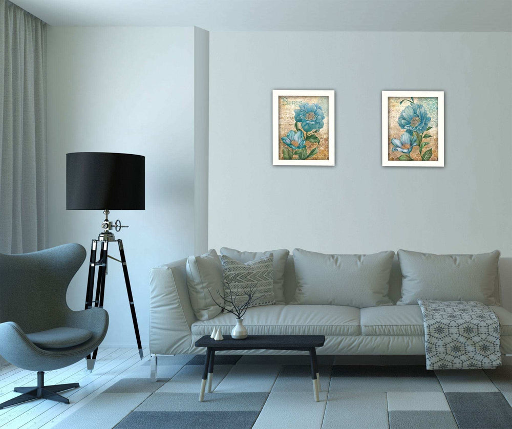 Set Of Two Paris Floral Postcard White Framed Print Wall Art - Homeroots - Flyclothing LLC