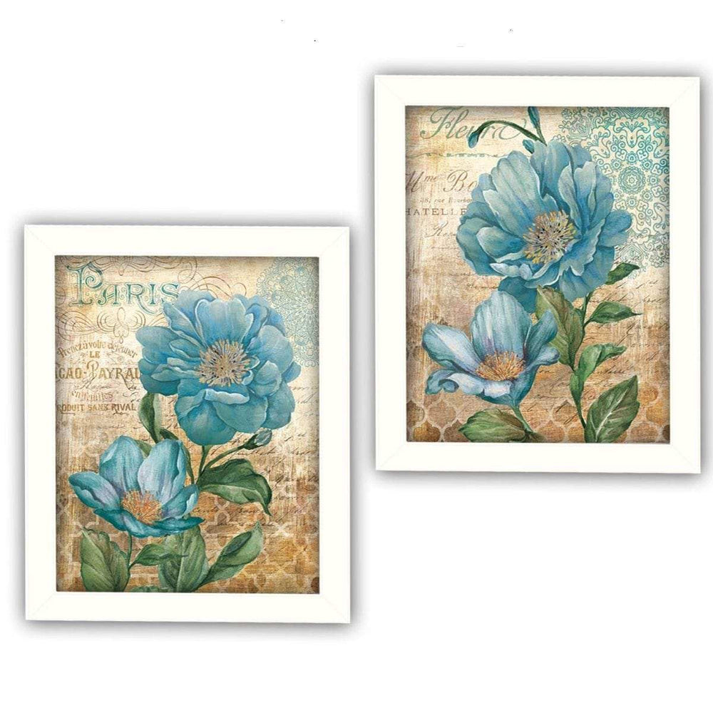 Set Of Two Paris Floral Postcard White Framed Print Wall Art - Homeroots - Flyclothing LLC