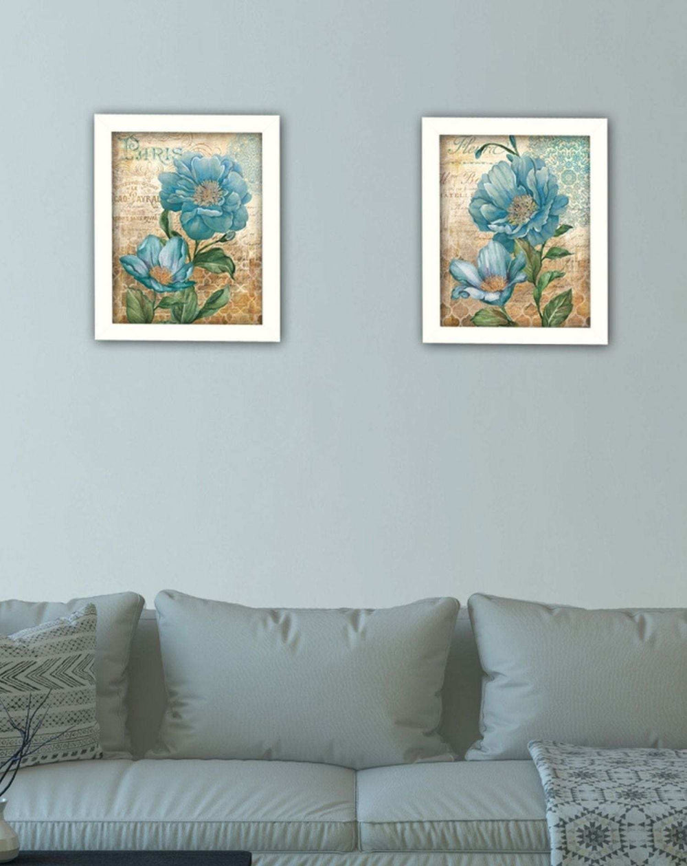 Set Of Two Paris Floral Postcard White Framed Print Wall Art - Homeroots - Flyclothing LLC