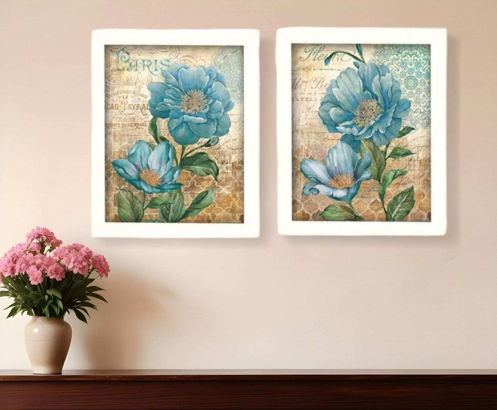 Set Of Two Paris Floral Postcard White Framed Print Wall Art - Homeroots - Flyclothing LLC