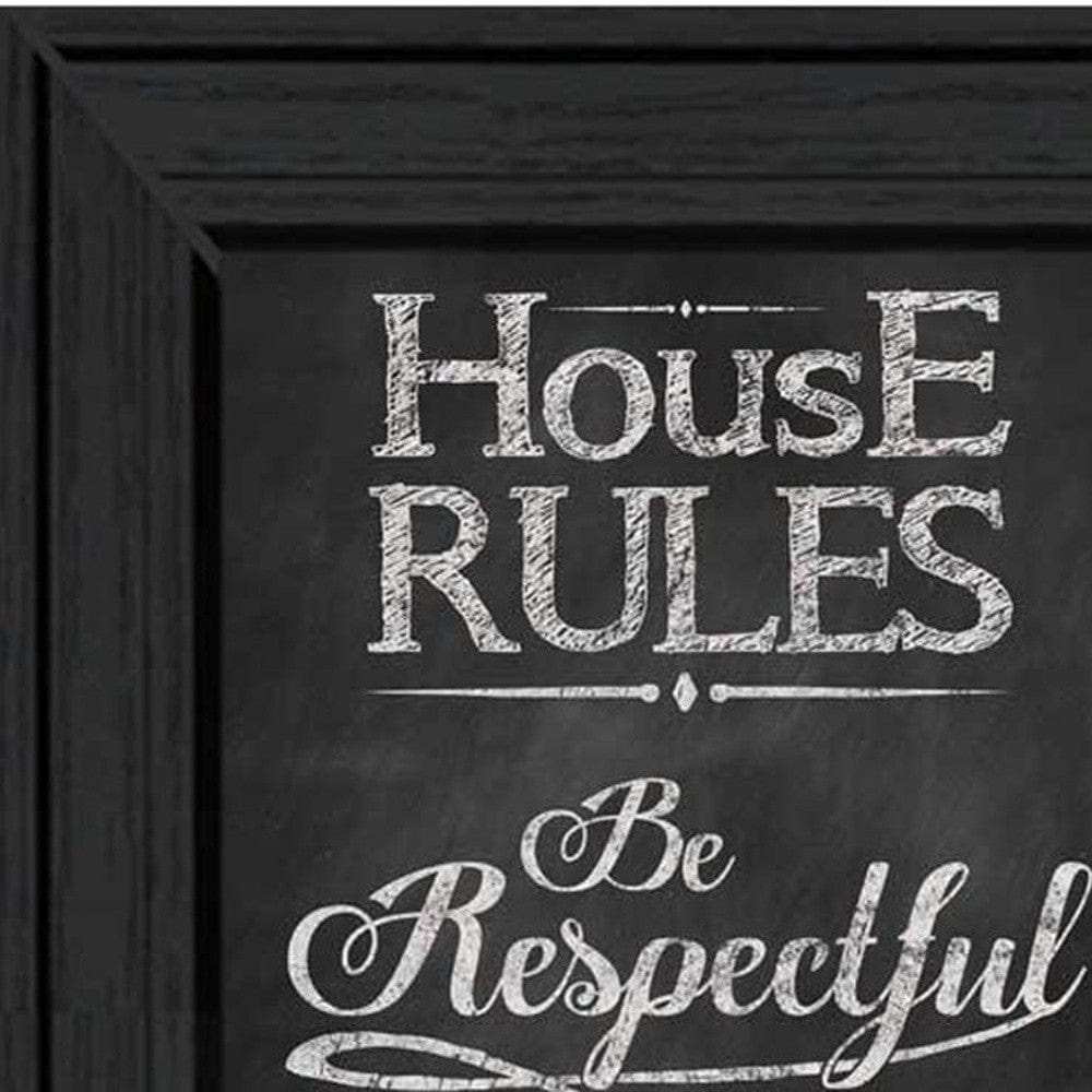 Set Of Two Family and House Rules Black Framed Print Wall Art - Homeroots - Flyclothing LLC