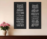 Set Of Two Family and House Rules Black Framed Print Wall Art - Homeroots - Flyclothing LLC