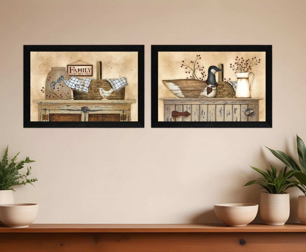 Set Of Two Rustic Still Life Black Framed Print Wall Art - Homeroots - Flyclothing LLC