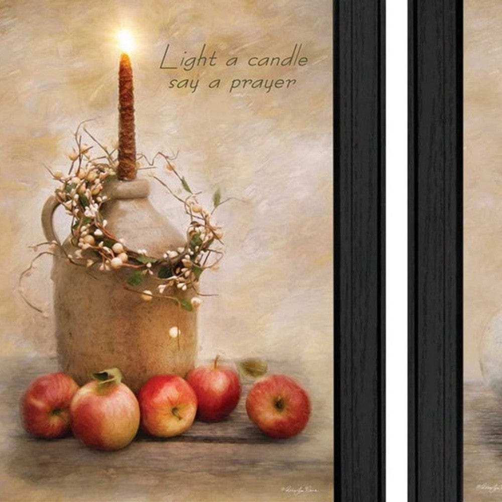 Set Of Two Light a Candle Black Framed Print Wall Art - Homeroots - Flyclothing LLC