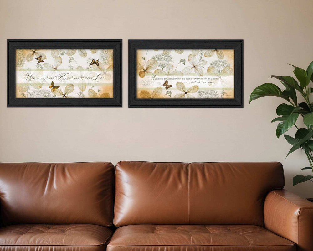 Set Of Two Plant Kindness Black Framed Print Wall Art - Homeroots - Flyclothing LLC