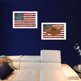 Set Of Two American Flags White Framed Print Wall Art - Homeroots - Flyclothing LLC