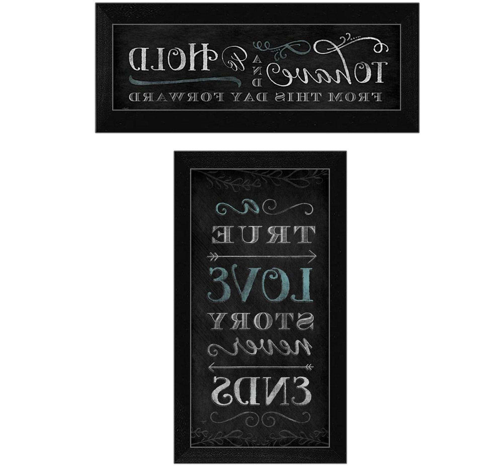 Set Of Two Love Story Black Framed Print Wall Art - Homeroots - Flyclothing LLC