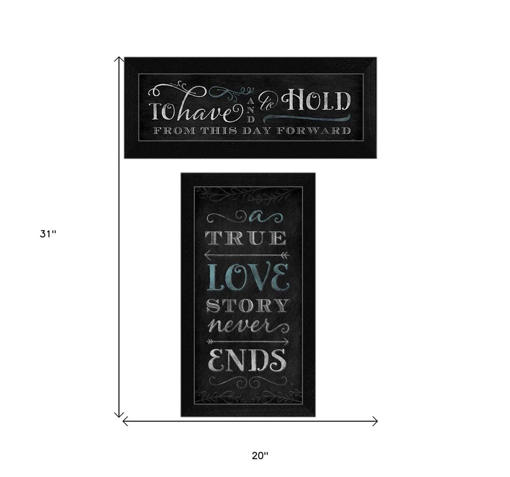 Set Of Two Love Story Black Framed Print Wall Art - Homeroots - Flyclothing LLC