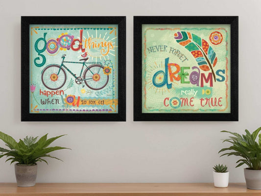 Set Of Two Good Things Black Framed Print Wall Art - Homeroots - Flyclothing LLC