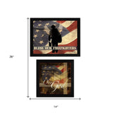 Set Of Two Firefighters One Nation Black Framed Print Wall Art - Homeroots - Flyclothing LLC