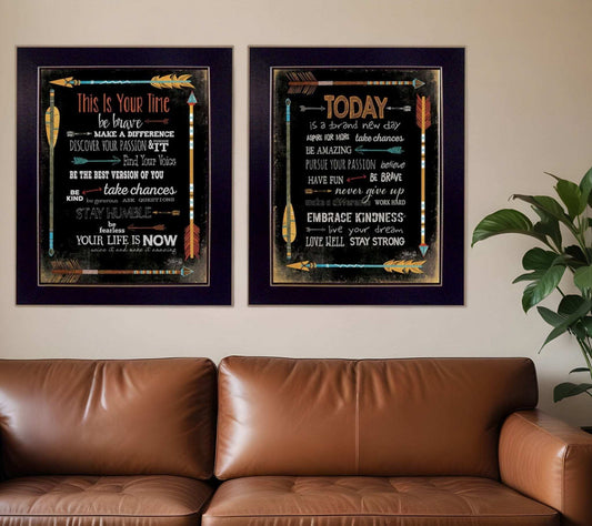 Set Of Two Arrows II Black Framed Print Wall Art - Homeroots - Flyclothing LLC