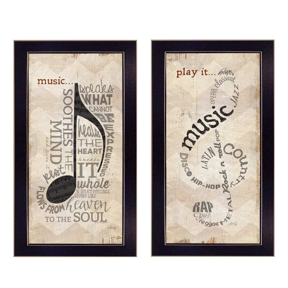 Set Of Two Musical Notes Black Framed Print Wall Art - Homeroots - Flyclothing LLC