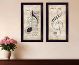 Set Of Two Musical Notes Black Framed Print Wall Art - Homeroots - Flyclothing LLC