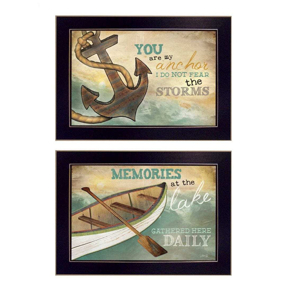 Set Of Two Memories at the Lake Black Framed Print Wall Art - Homeroots - Flyclothing LLC