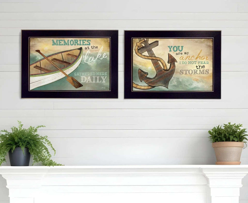 Set Of Two Memories at the Lake Black Framed Print Wall Art - Homeroots - Flyclothing LLC
