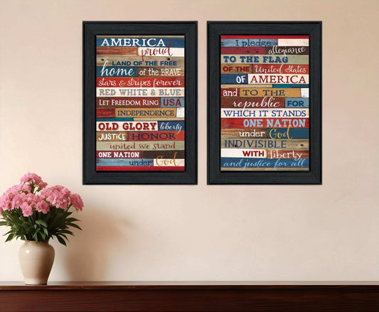 Set Of Two America Proud I Black Framed Print Wall Art - Homeroots - Flyclothing LLC