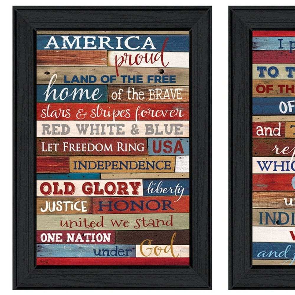 Set Of Two America Proud I Black Framed Print Wall Art - Homeroots - Flyclothing LLC