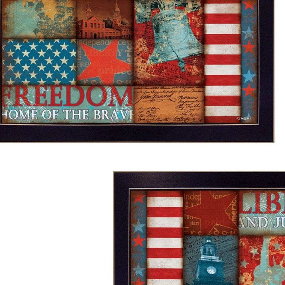 Set Of Two Liberty and Freedom Black Framed Print Wall Art - Homeroots - Flyclothing LLC
