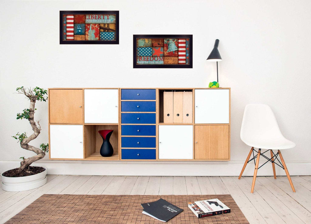 Set Of Two Liberty and Freedom Black Framed Print Wall Art - Homeroots - Flyclothing LLC