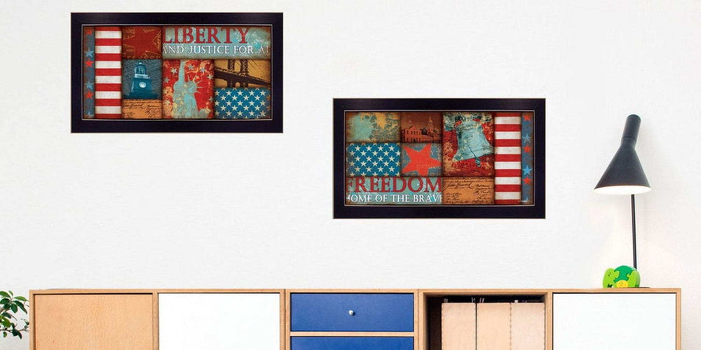 Set Of Two Liberty and Freedom Black Framed Print Wall Art - Homeroots - Flyclothing LLC