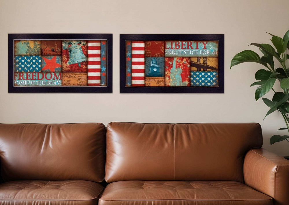 Set Of Two Liberty and Freedom Black Framed Print Wall Art - Homeroots - Flyclothing LLC