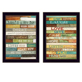Set Of Two Today is a New Day Faux Wood Slat Black Framed Print Wall Art - Homeroots - Flyclothing LLC