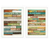 Set Of Two Today is a New Day Faux Wood Slat White Framed Print Wall Art - Homeroots - Flyclothing LLC