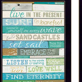 Set Of Two Live In The Moment Beachy Black Framed Print Wall Art - Homeroots - Flyclothing LLC