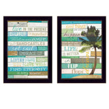 Set Of Two Live In The Moment Beachy Black Framed Print Wall Art - Homeroots - Flyclothing LLC