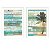 Set Of Two Live in the Present White Framed Print Wall Art - Homeroots - Flyclothing LLC