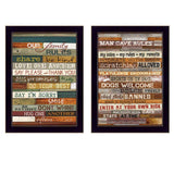 Set Of Two Family and Man Cave Rules 1 Black Framed Print Wall Art - Homeroots - Flyclothing LLC