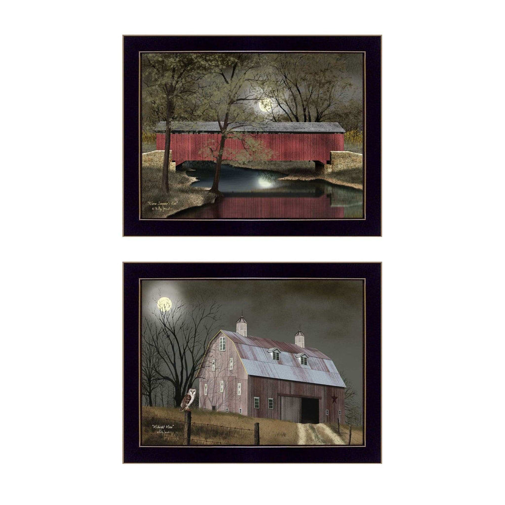 Set Of Two Midnight Moon Black Framed Print Wall Art - Homeroots - Flyclothing LLC