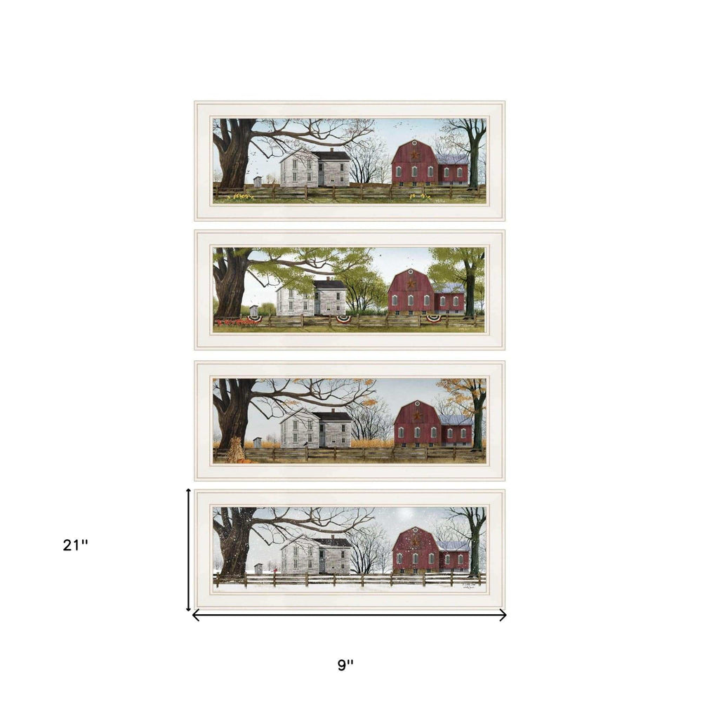 Set Of Four Four Seasons Collection II 1 White Framed Print Wall Art - Homeroots - Flyclothing LLC
