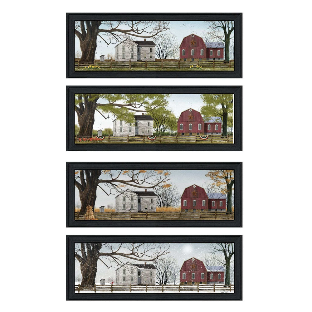 Set Of Four Four Seasons Collection II 2 Black Framed Print Wall Art - Homeroots - Flyclothing LLC