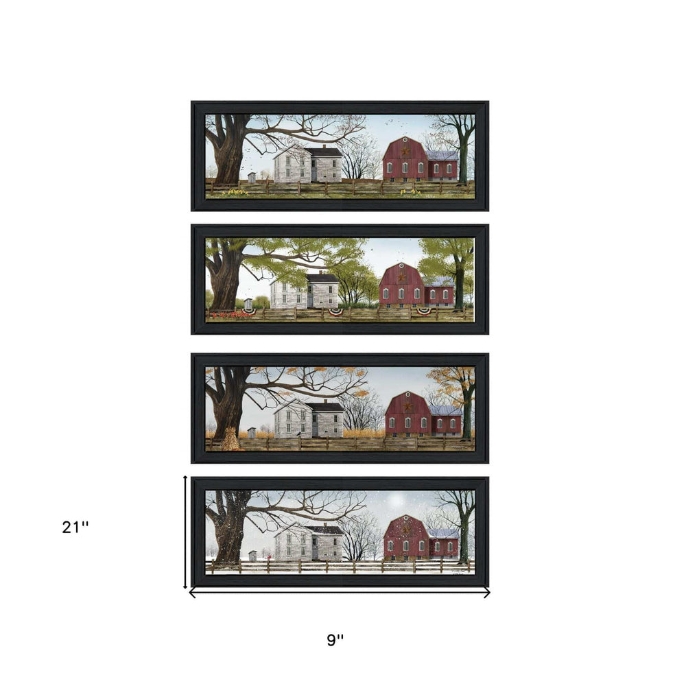 Set Of Four Four Seasons Collection II 2 Black Framed Print Wall Art - Homeroots - Flyclothing LLC