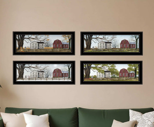 Set Of Four Four Seasons Collection II 3 Black Framed Print Wall Art - Homeroots - Flyclothing LLC