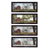 Set Of Four Red Barn For The Season Black Framed Print Wall Art - Homeroots - Flyclothing LLC