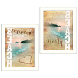 Set Of Two Beach Please White Framed Print Wall Art - Homeroots - Flyclothing LLC
