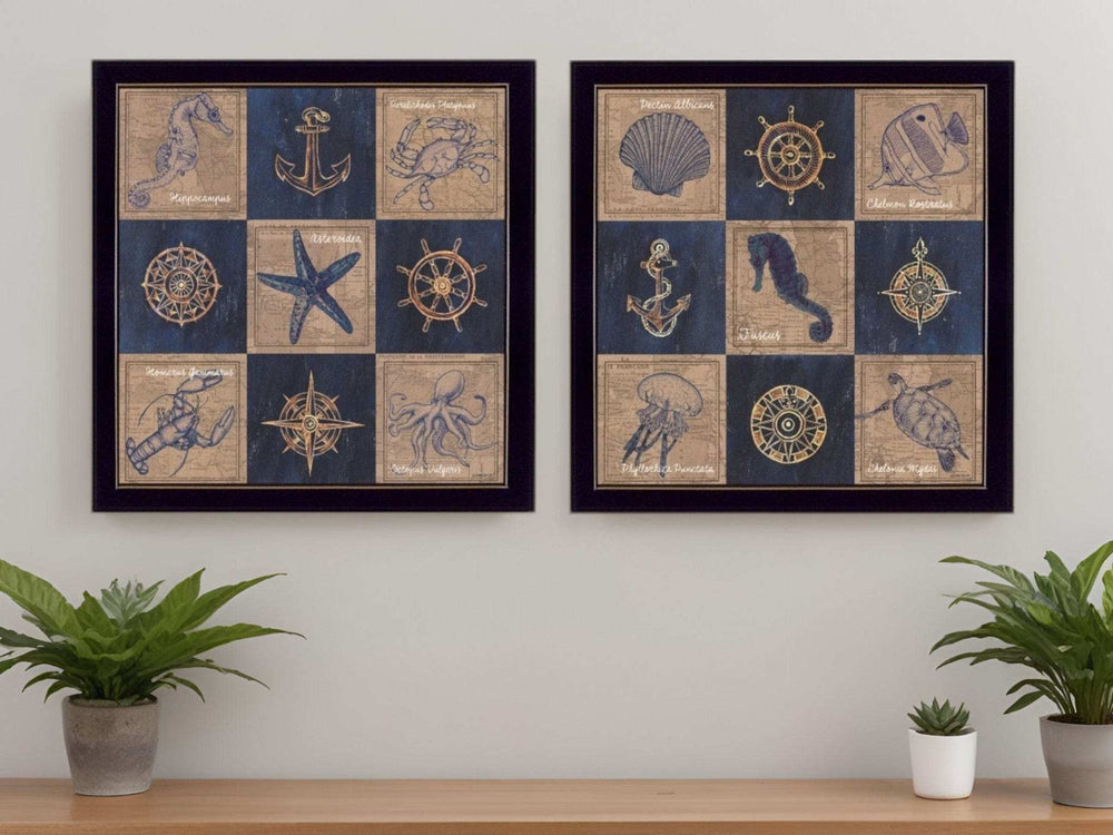 Set Of Two Coastal Collage Black Framed Print Wall Art - Homeroots - Flyclothing LLC