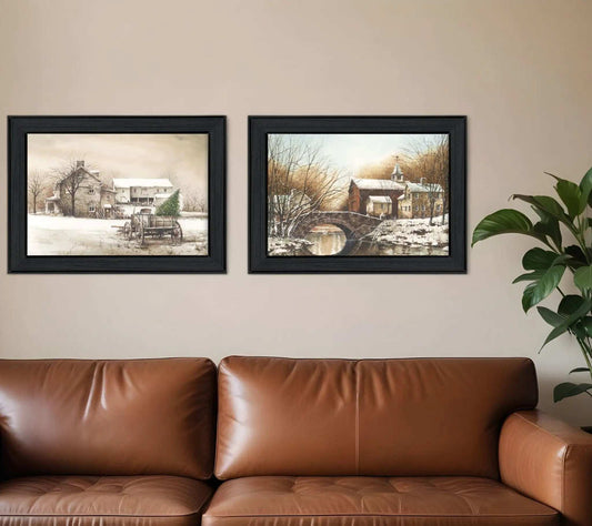 Set Of Two Winter Reflections Black Framed Print Wall Art - Homeroots - Flyclothing LLC