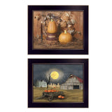 Set Of Two Pumpkin Space Harvest Black Framed Print Kitchen Wall Art - Homeroots - Flyclothing LLC