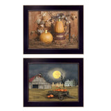 Set Of Two Pumpkin Space Harvest Black Framed Print Kitchen Wall Art - Homeroots - Flyclothing LLC