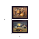 Set Of Two Pumpkin Space Harvest Black Framed Print Kitchen Wall Art - Homeroots - Flyclothing LLC