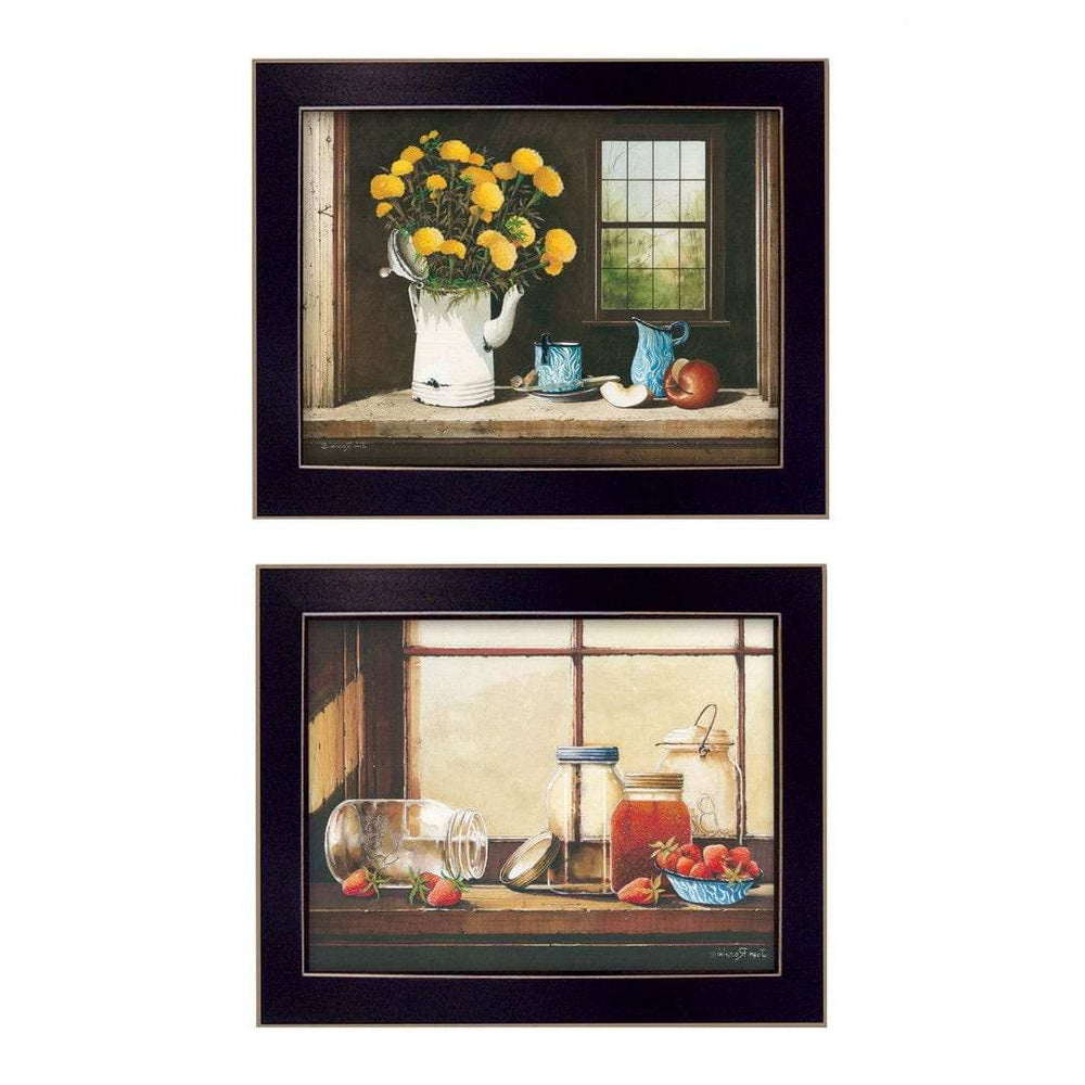 Set Of Two Tea Apples and Strawberries Black Framed Print Kitchen Wall Art - Homeroots - Flyclothing LLC