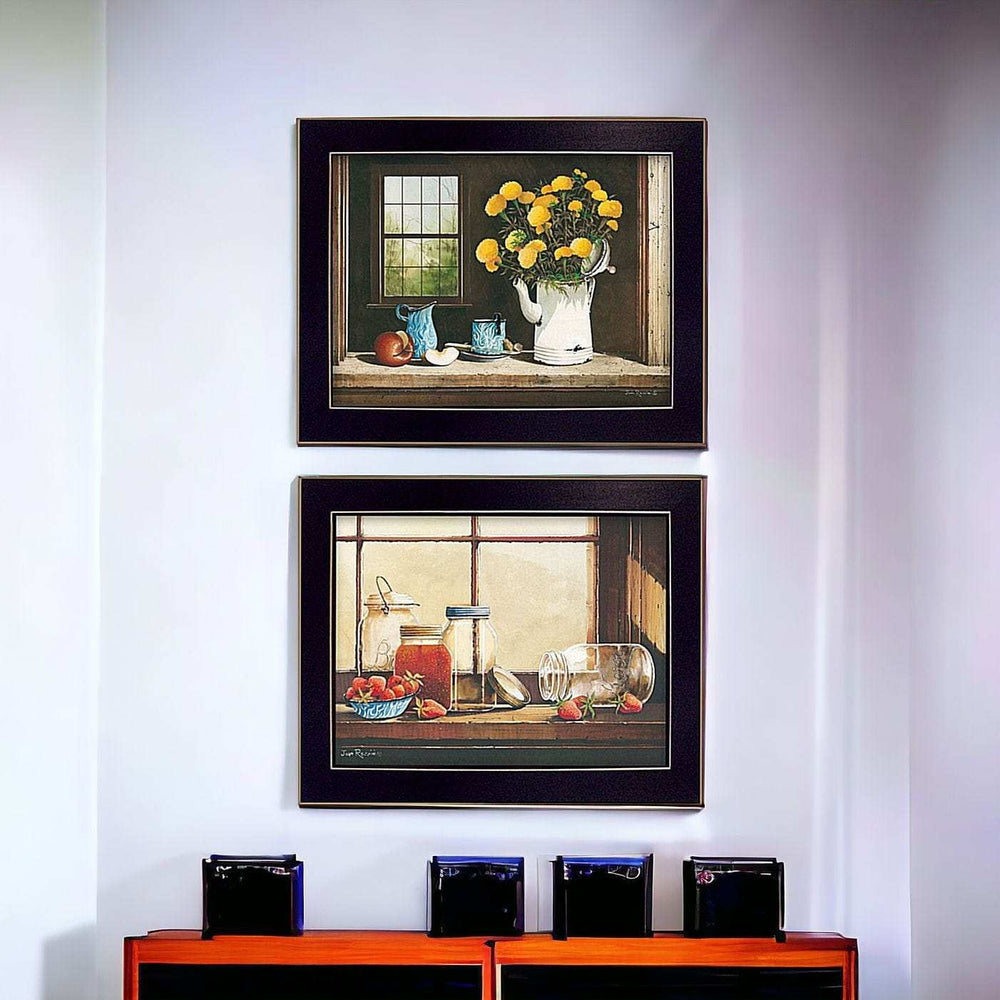 Set Of Two Tea Apples and Strawberries Black Framed Print Kitchen Wall Art - Homeroots - Flyclothing LLC