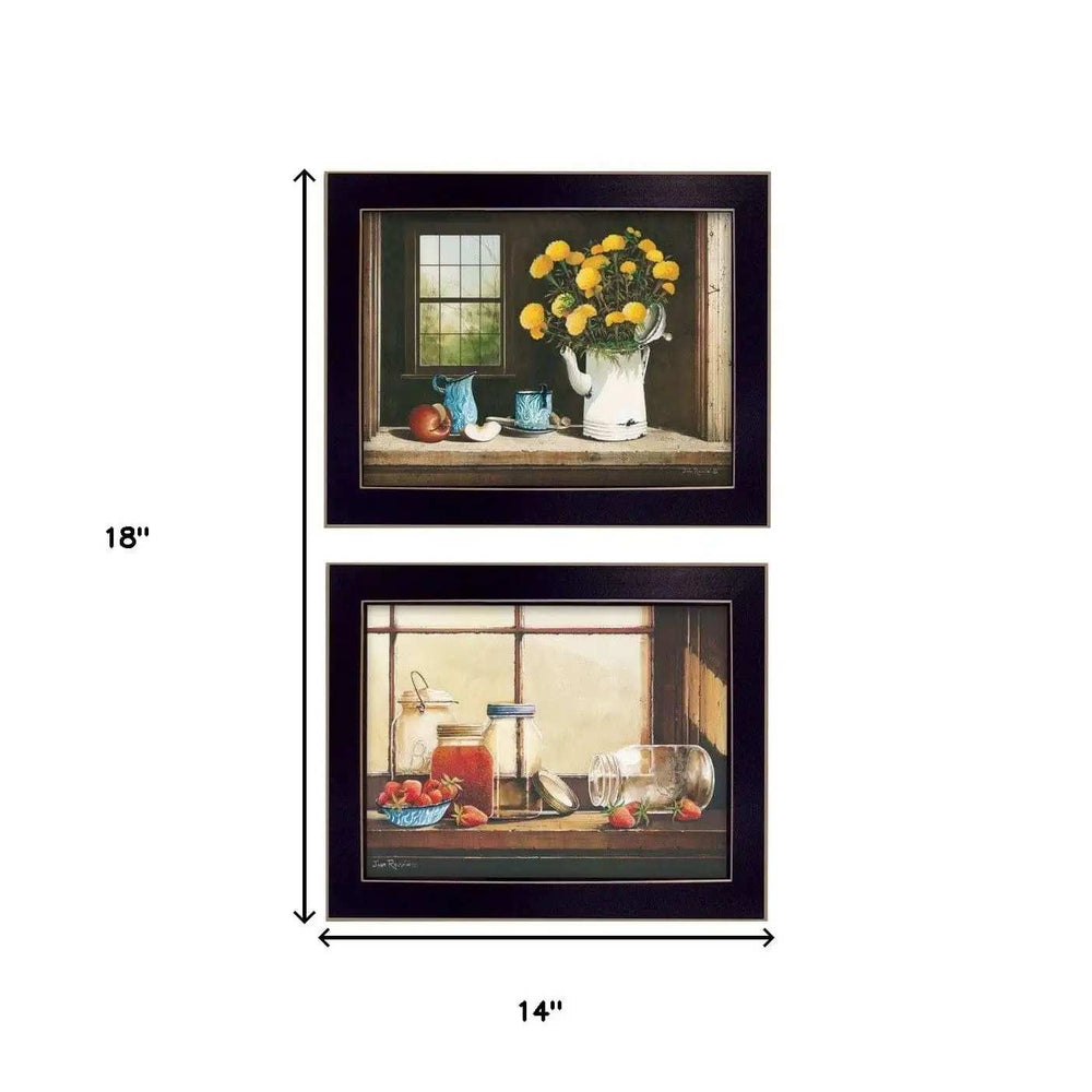 Set Of Two Tea Apples and Strawberries Black Framed Print Kitchen Wall Art - Homeroots - Flyclothing LLC