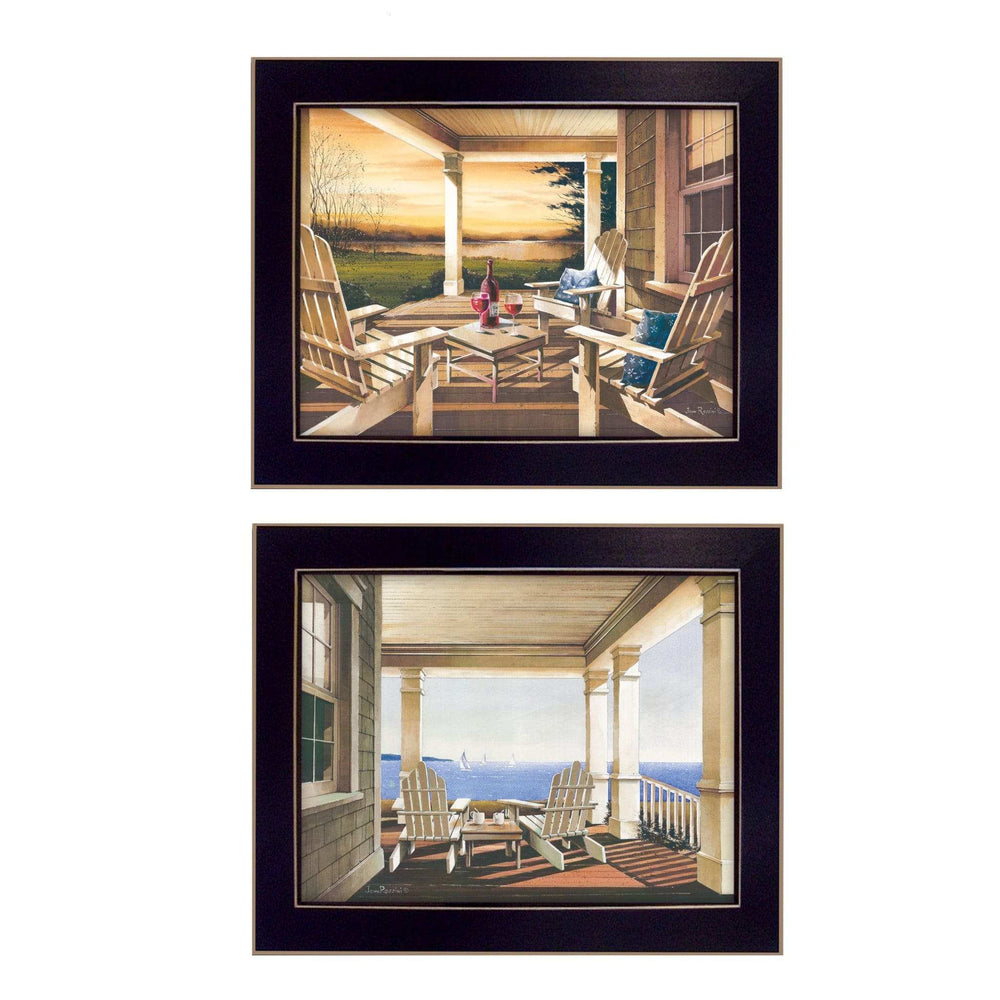Set Of Two Veranda Views Black Framed Print Wall Art - Homeroots - Flyclothing LLC