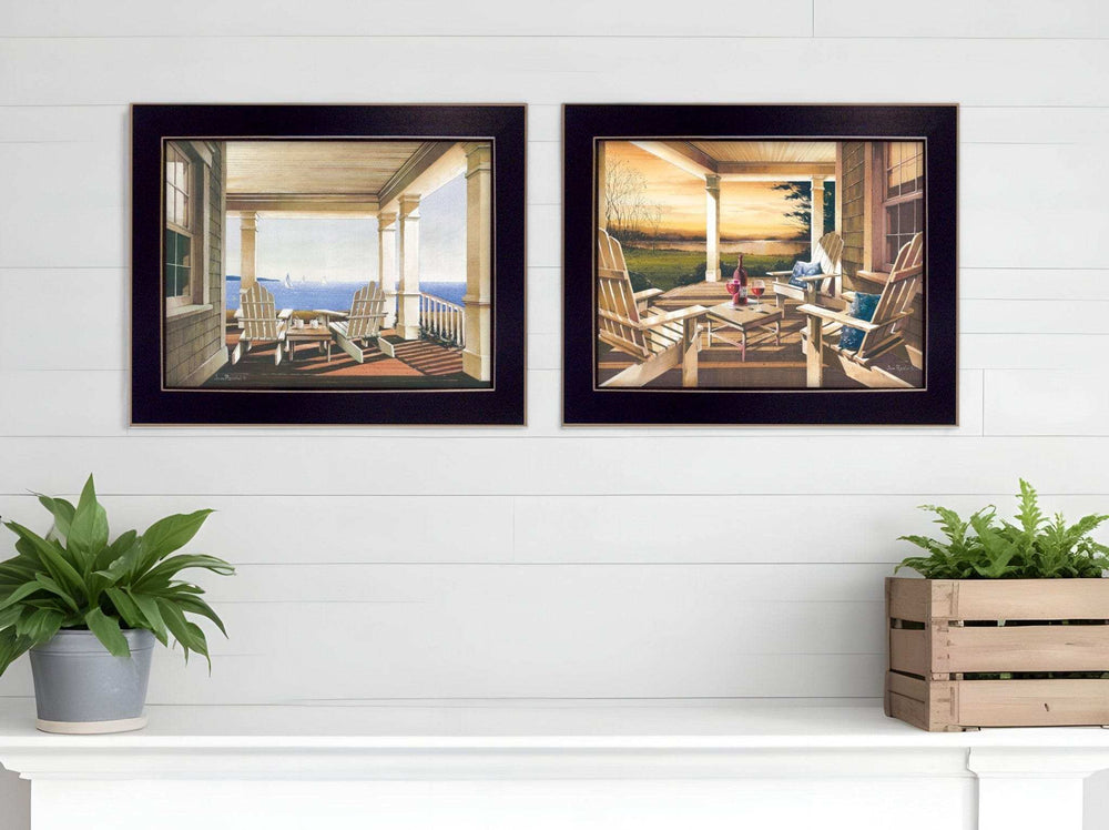 Set Of Two Veranda Views Black Framed Print Wall Art - Homeroots - Flyclothing LLC