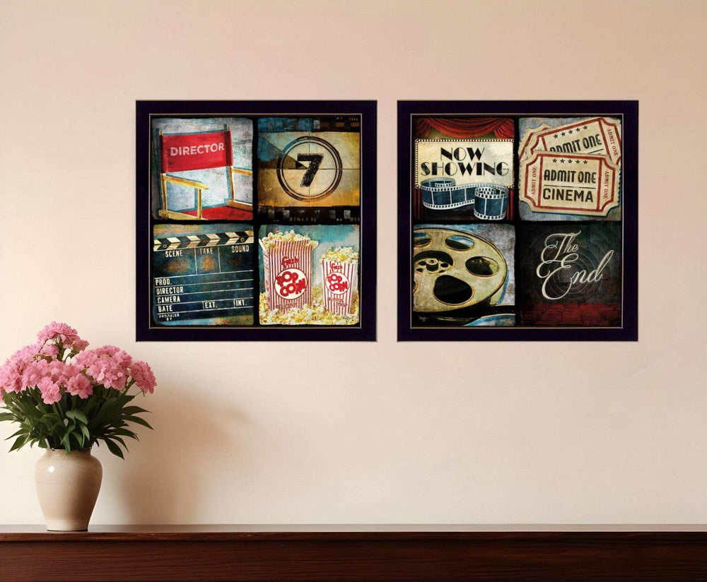 Set Of Two At The Movies Black Framed Print Wall Art - Homeroots - Flyclothing LLC